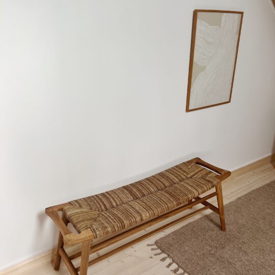 Banc tressé en teck et rotin – Image 3