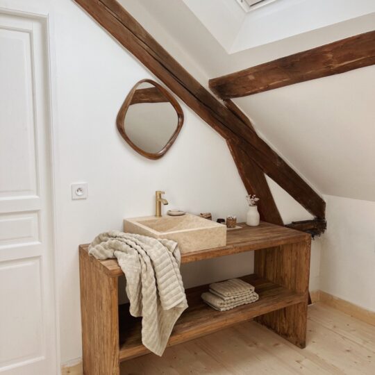 Serviette de toilette gauffrée beige – Image 3