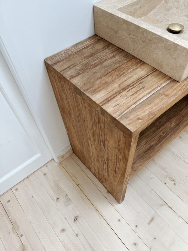Console en teck recyclé - salle de bain