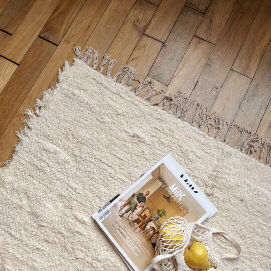 Tapis écru unis en coton recyclé 200X300cm – Image 1