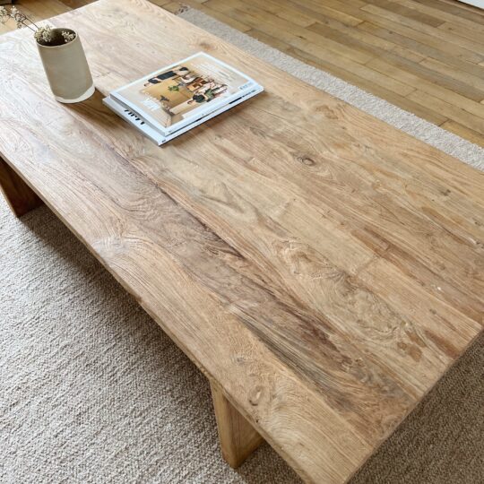 Table basse rectangulaire en teck recyclé – Image 3