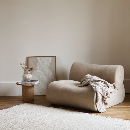 Chauffeuse en velours marron / beige – Image 6