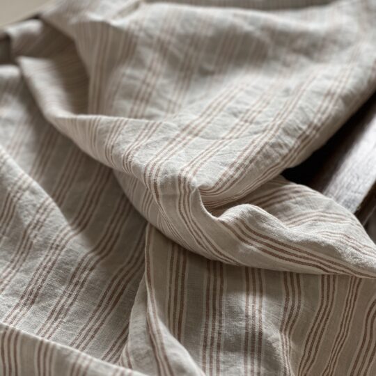 Nappe en lin rayure noisette – Image 2