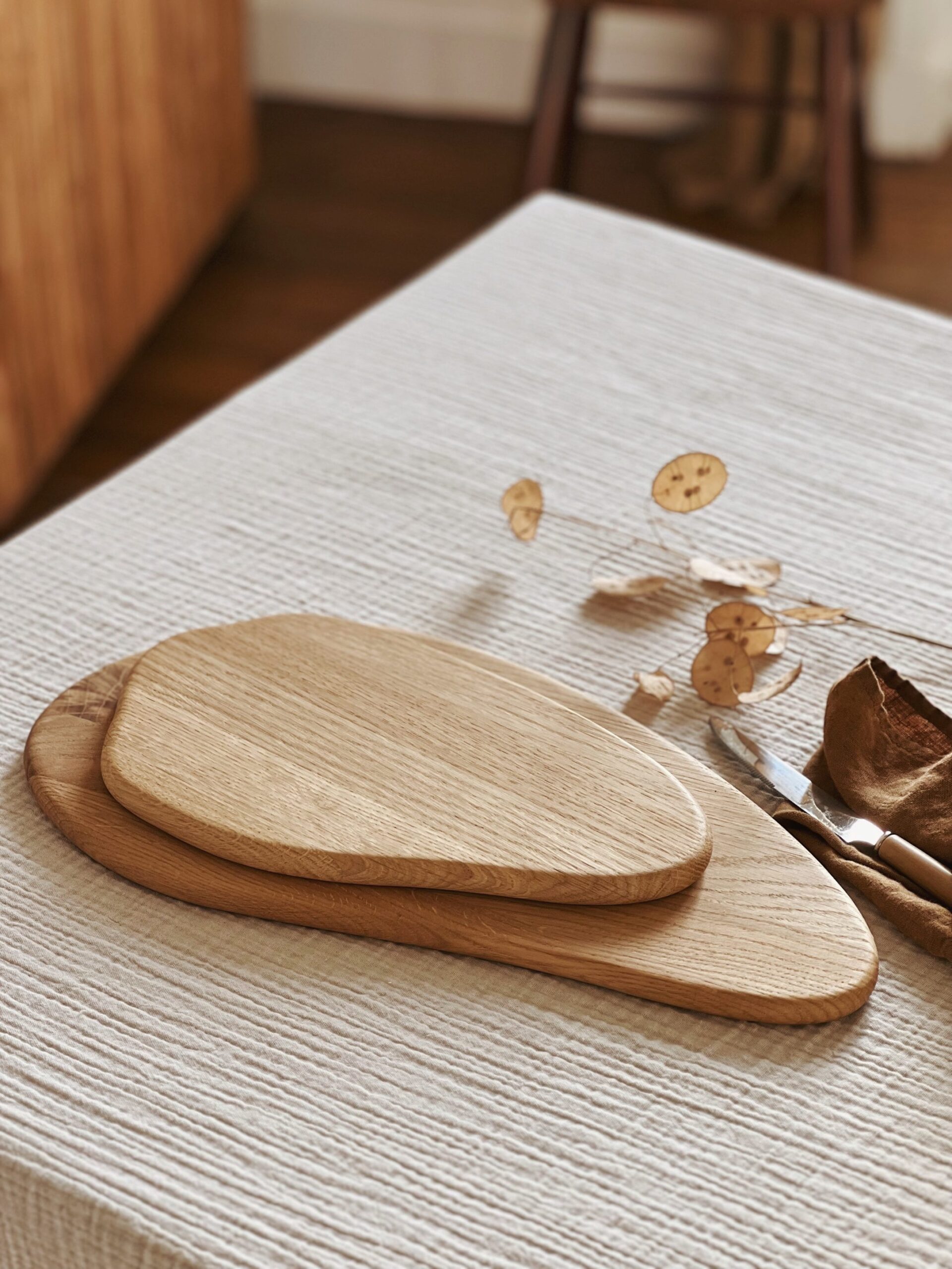 Planche à découper de cuisine en bois de chêne
