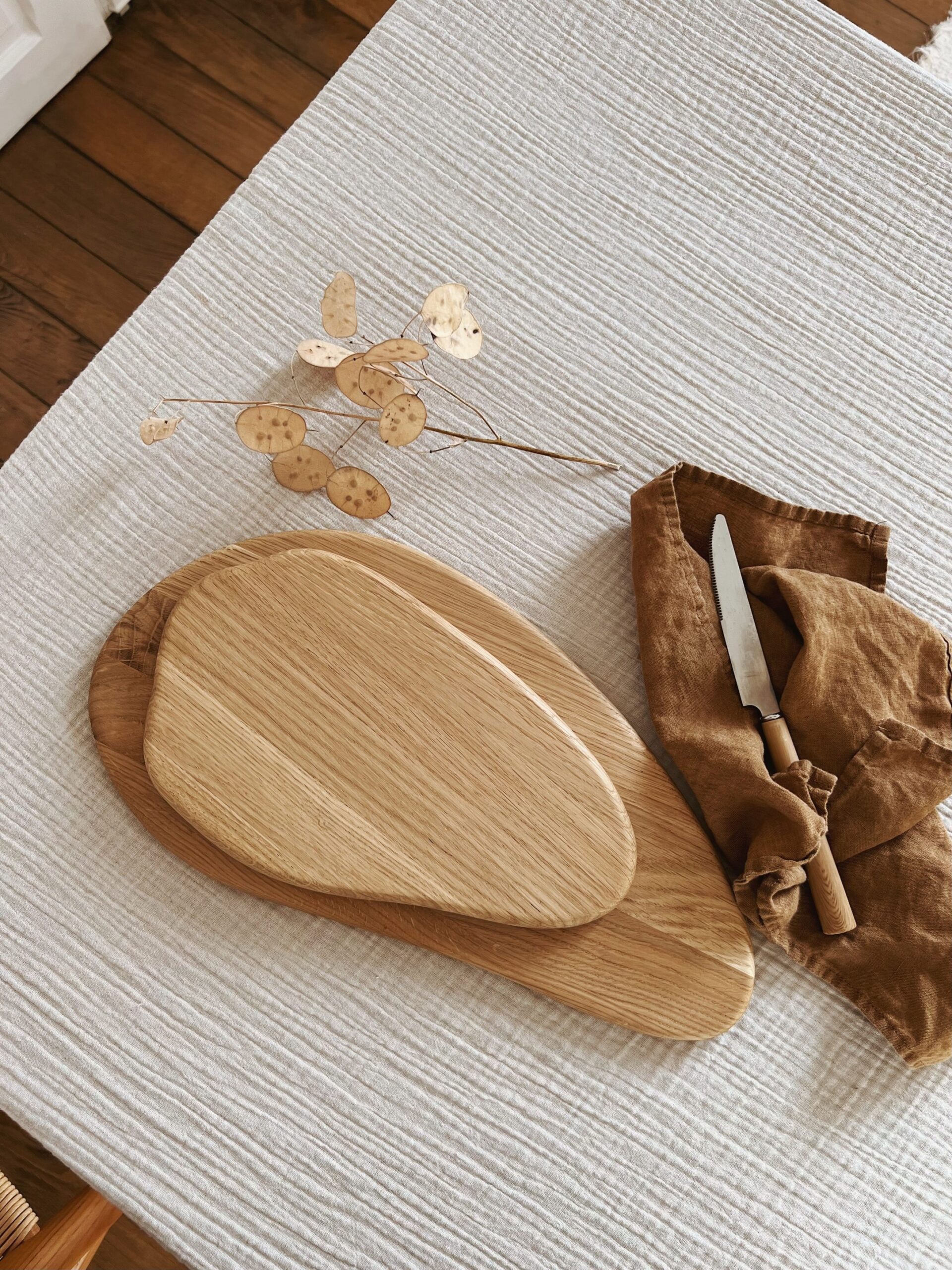 Planche à découper de cuisine en bois de chêne