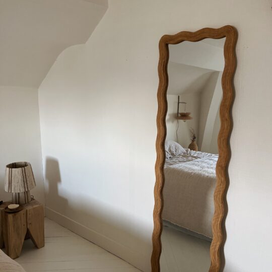 Miroir mural en rotin naturel