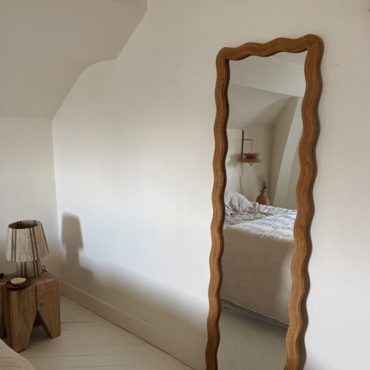 Miroir mural en rotin naturel