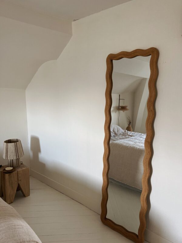 Miroir mural en rotin naturel