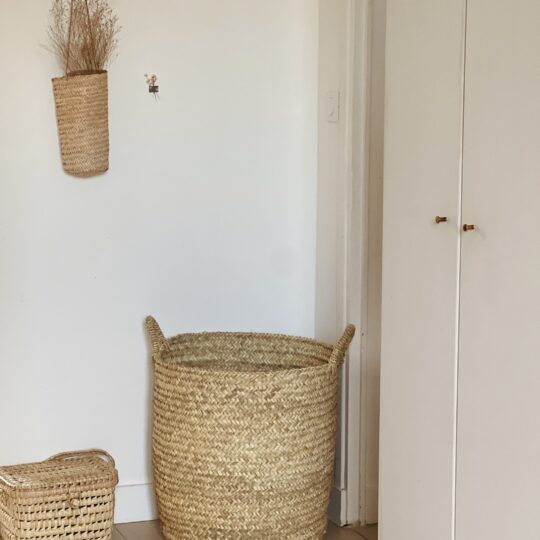 Grande panière de rangement en feuille de palmier