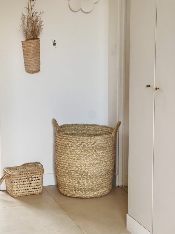 Grand panier de rangement en feuille de palmier