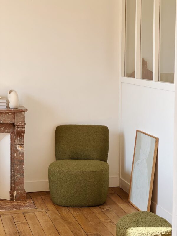 Fauteuil bouclette kaki