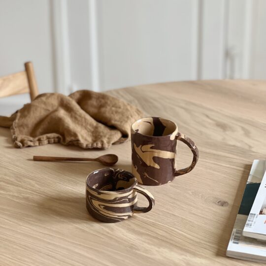 Mug en céramique bicolore marron