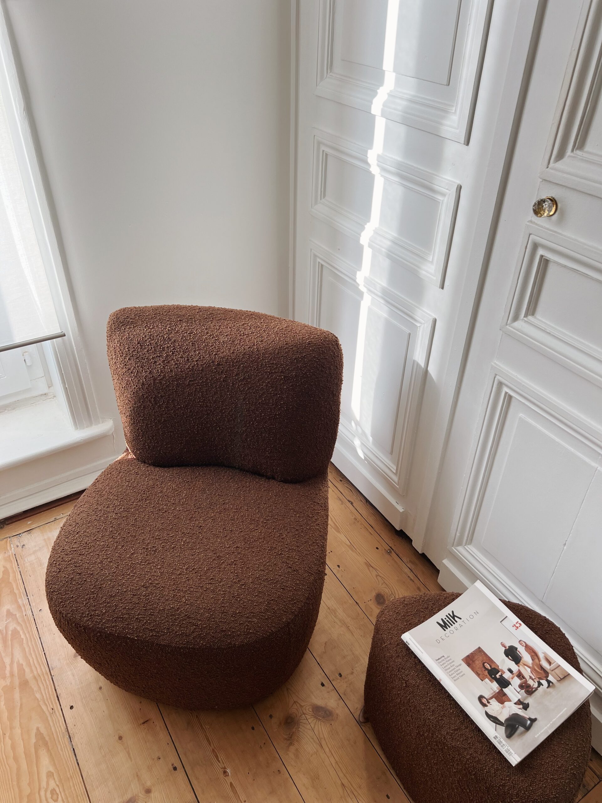 Fauteuil en tissu bouclette