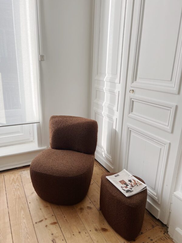 Fauteuil bouclette marron