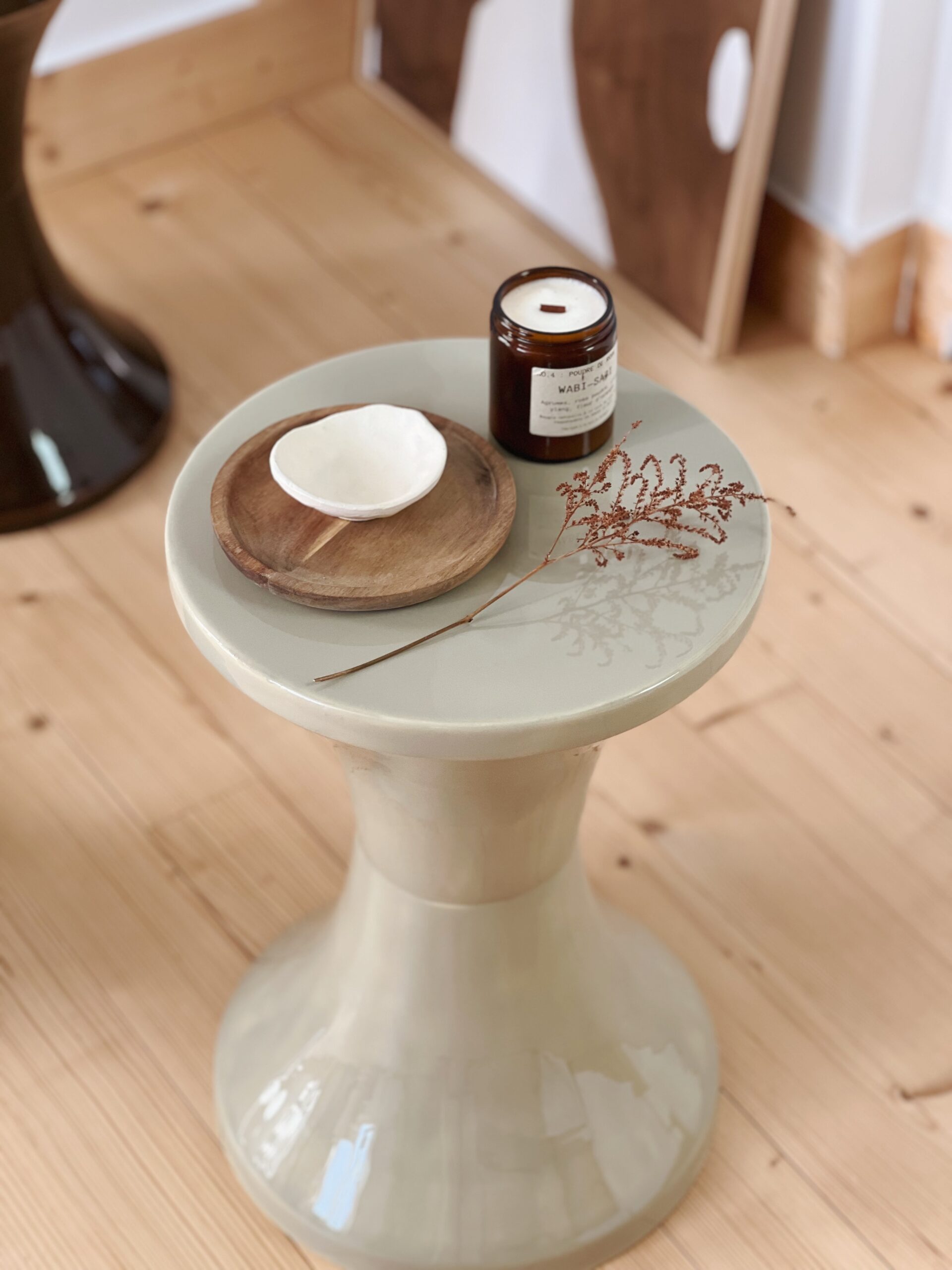 Tabouret tam tam en métal mastic