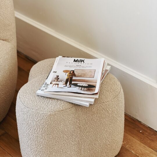 pouf tissu bouclette