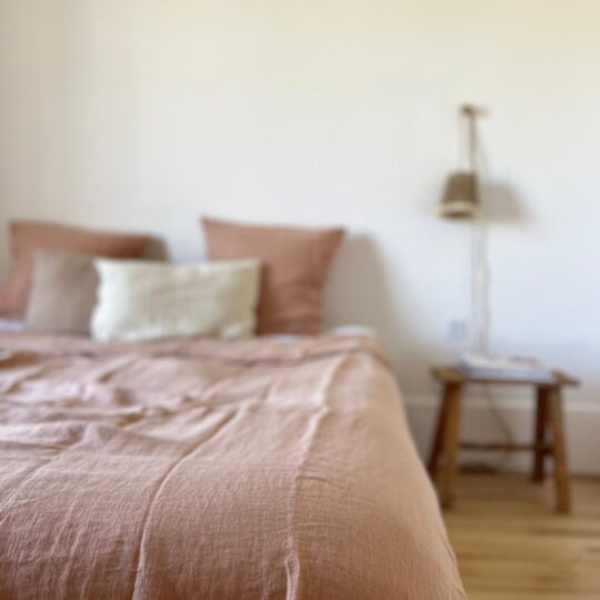 housse de couette lin lavé rose