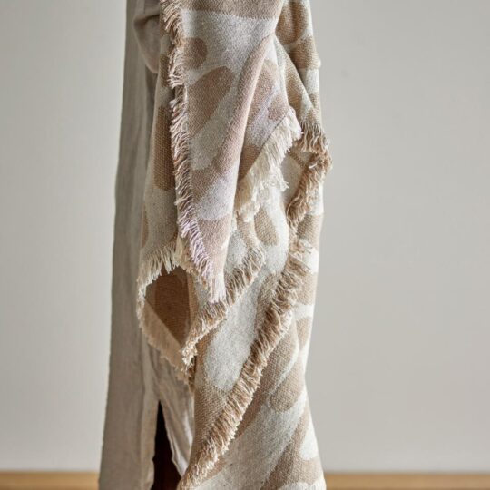 Plaid en coton recyclé beige