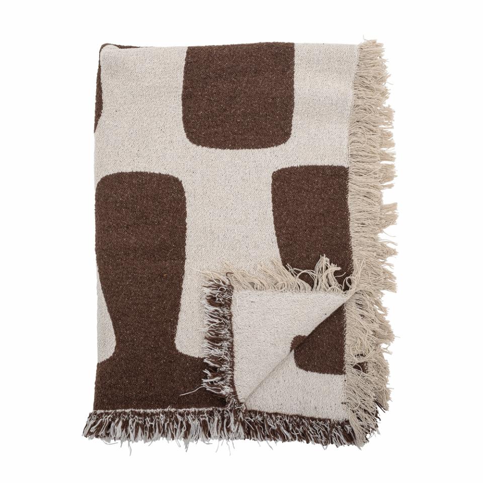 Plaid en coton recyclé marron