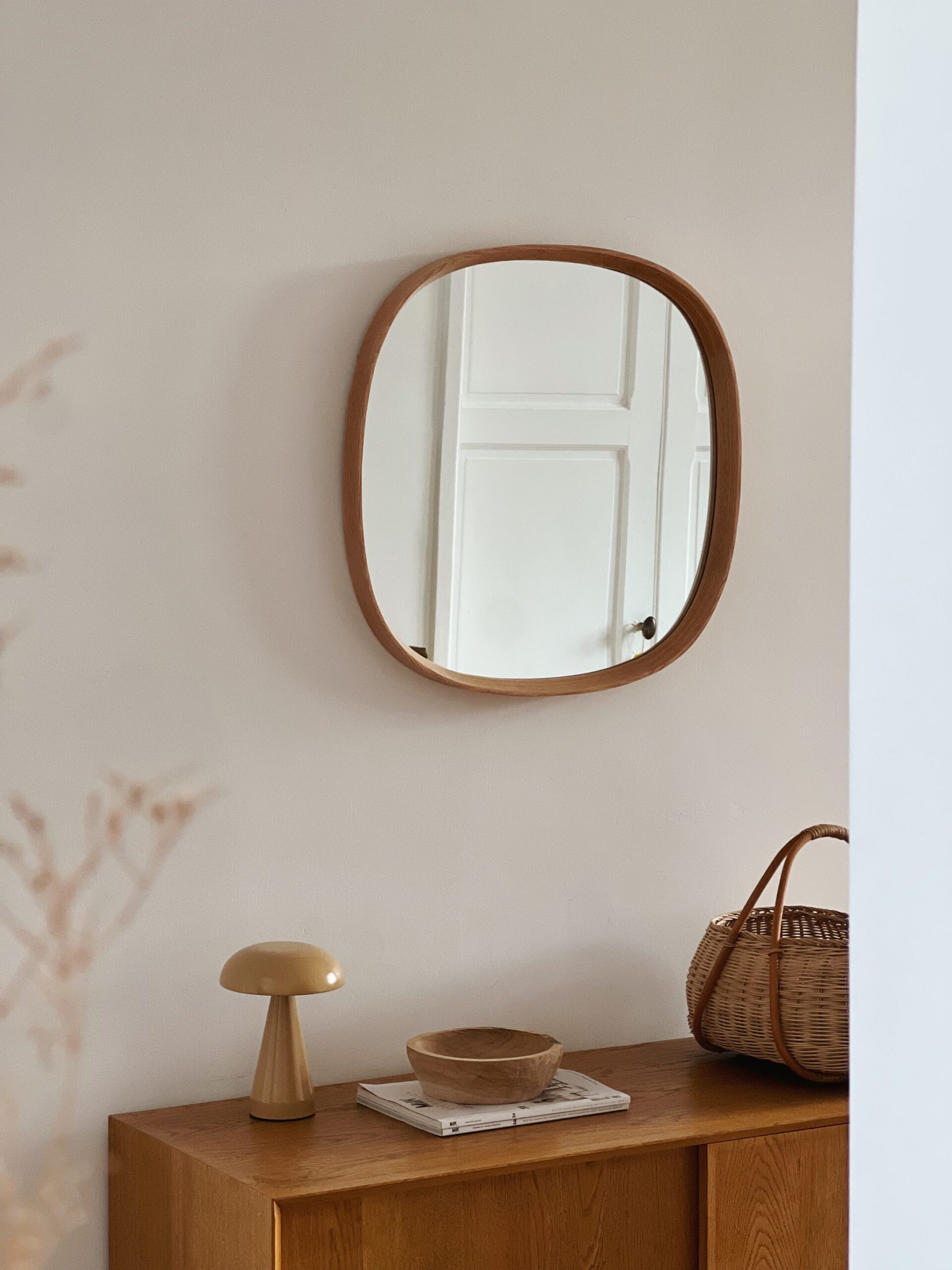 Miroir mural en bois de chêne