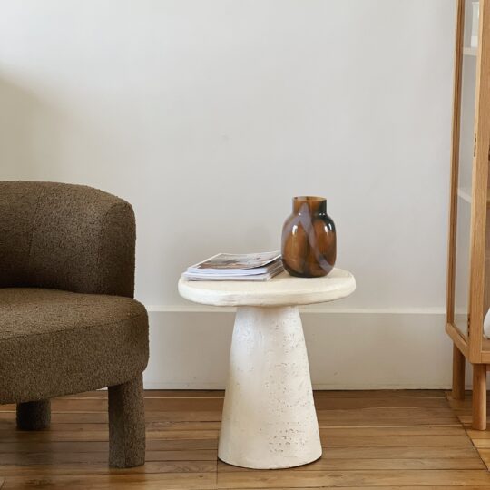 Table basse de salon effet travertin