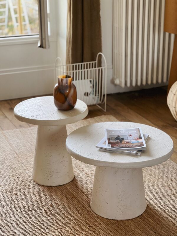Table basse effet travertin