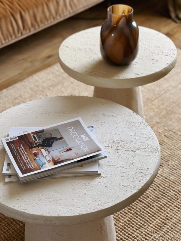 Table basse effet travertin