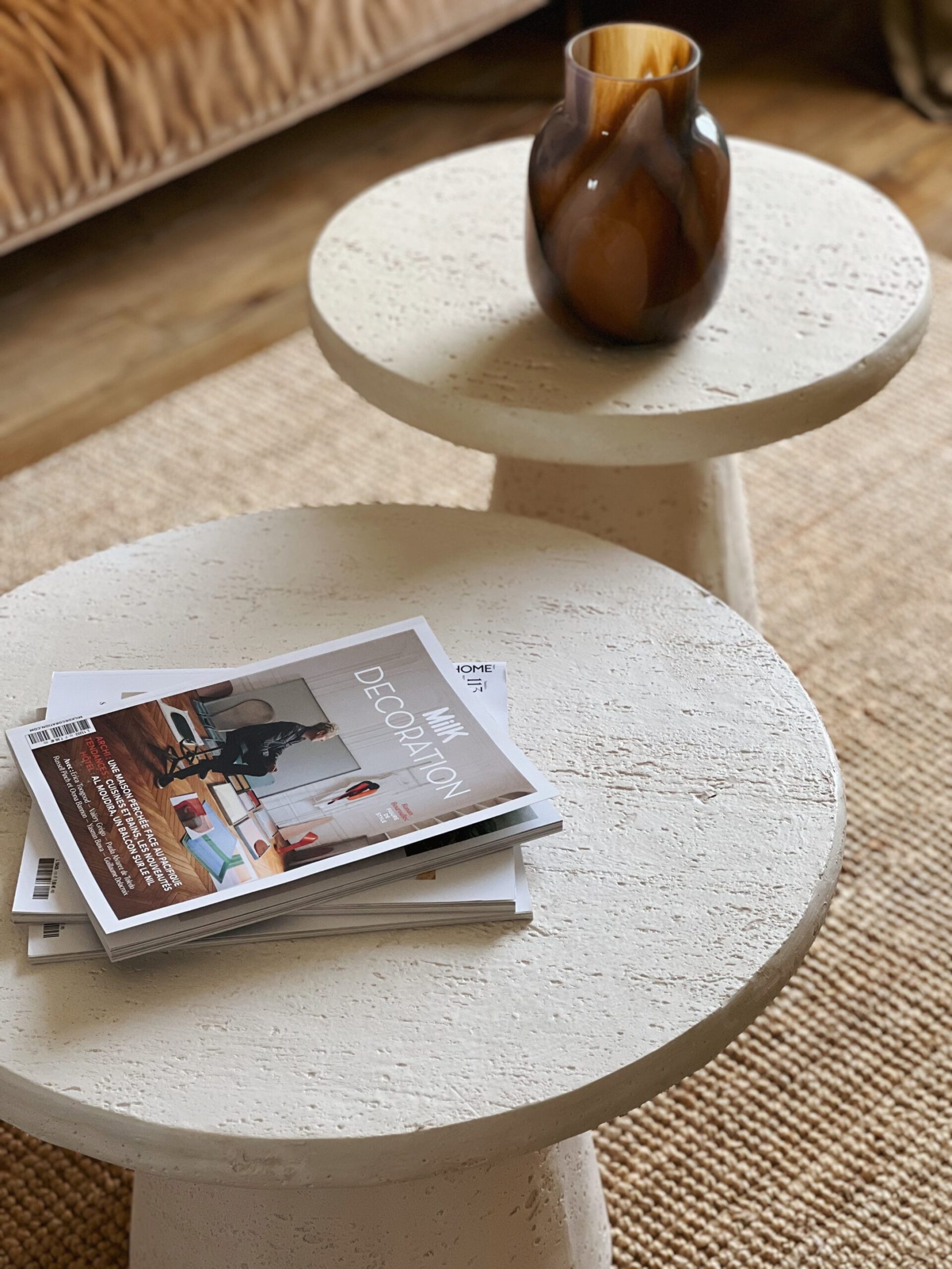 Table effet travertin