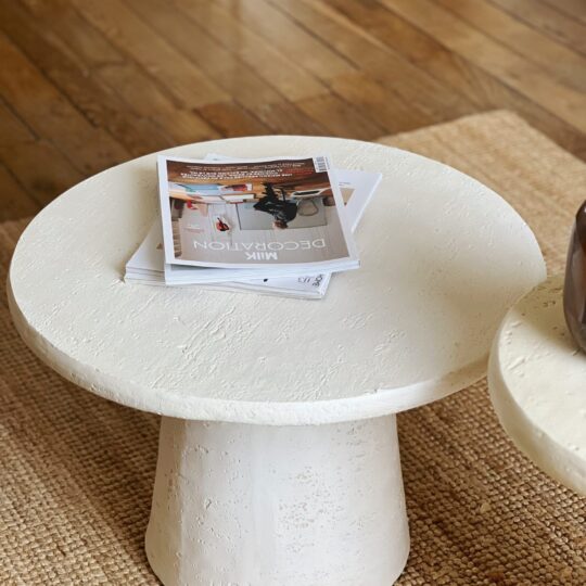Table basse effet travertin