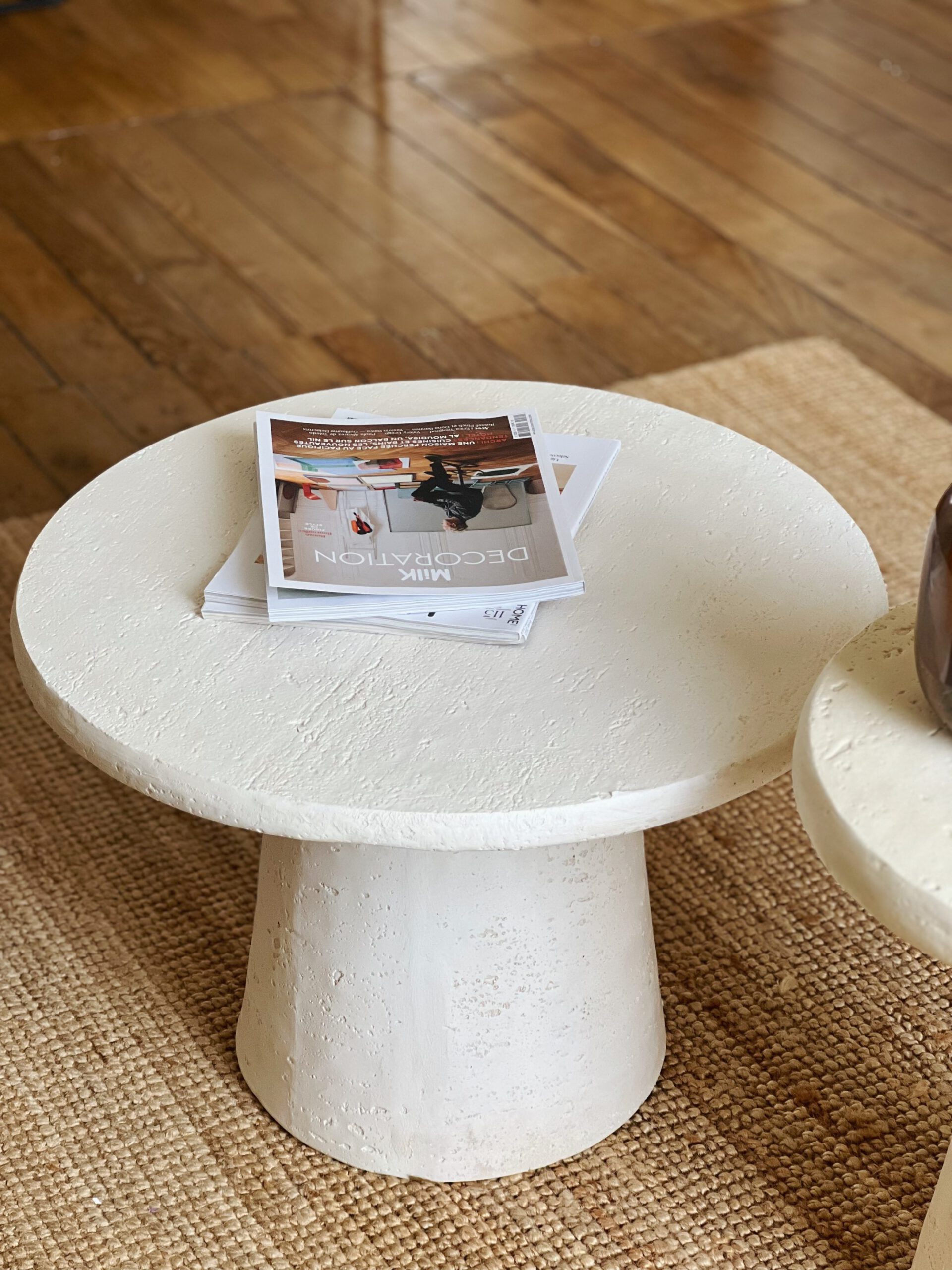 Table basse effet travertin