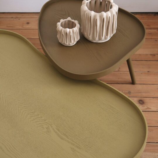 table basse forme organique bois