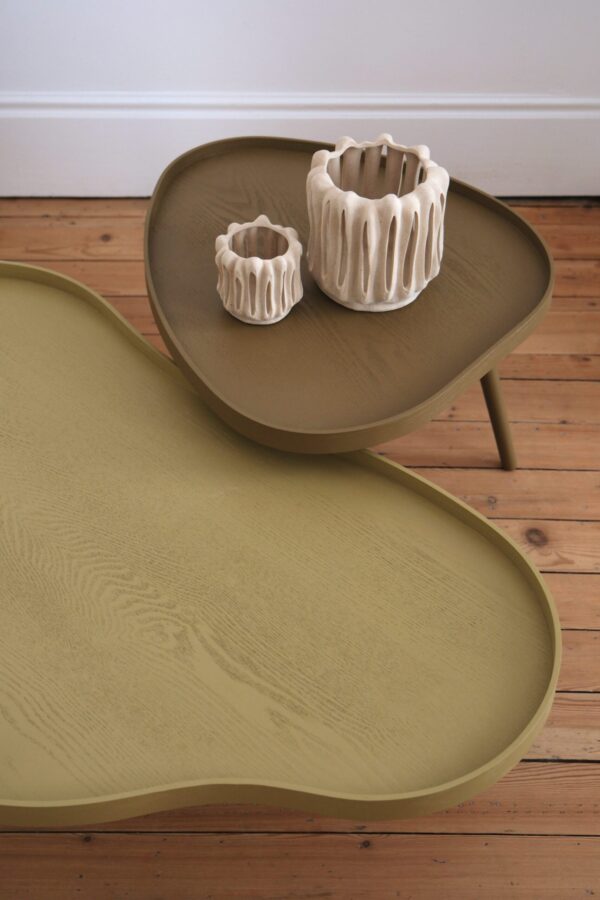 table basse forme organique bois