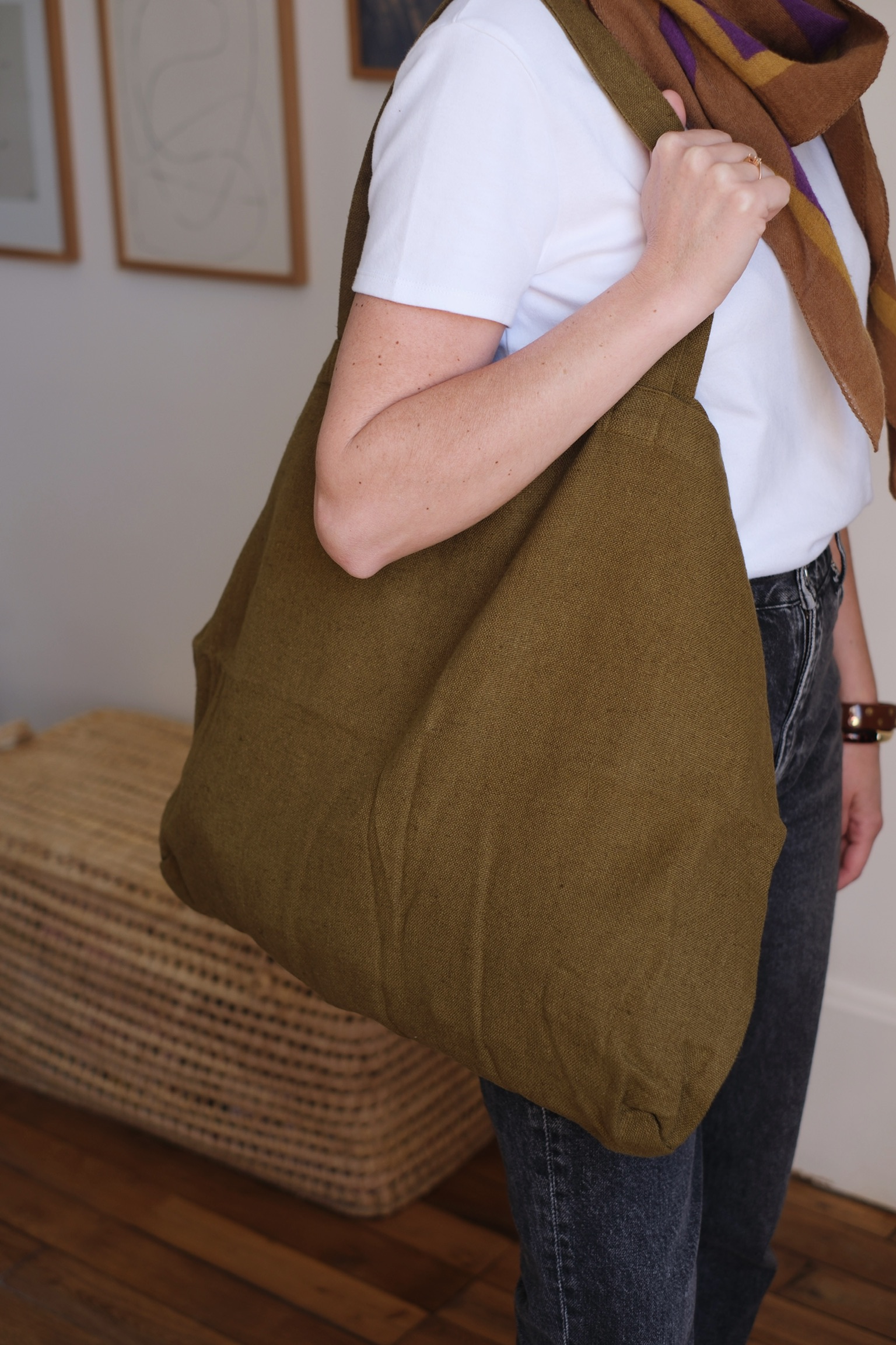 grand sac cabas kaki