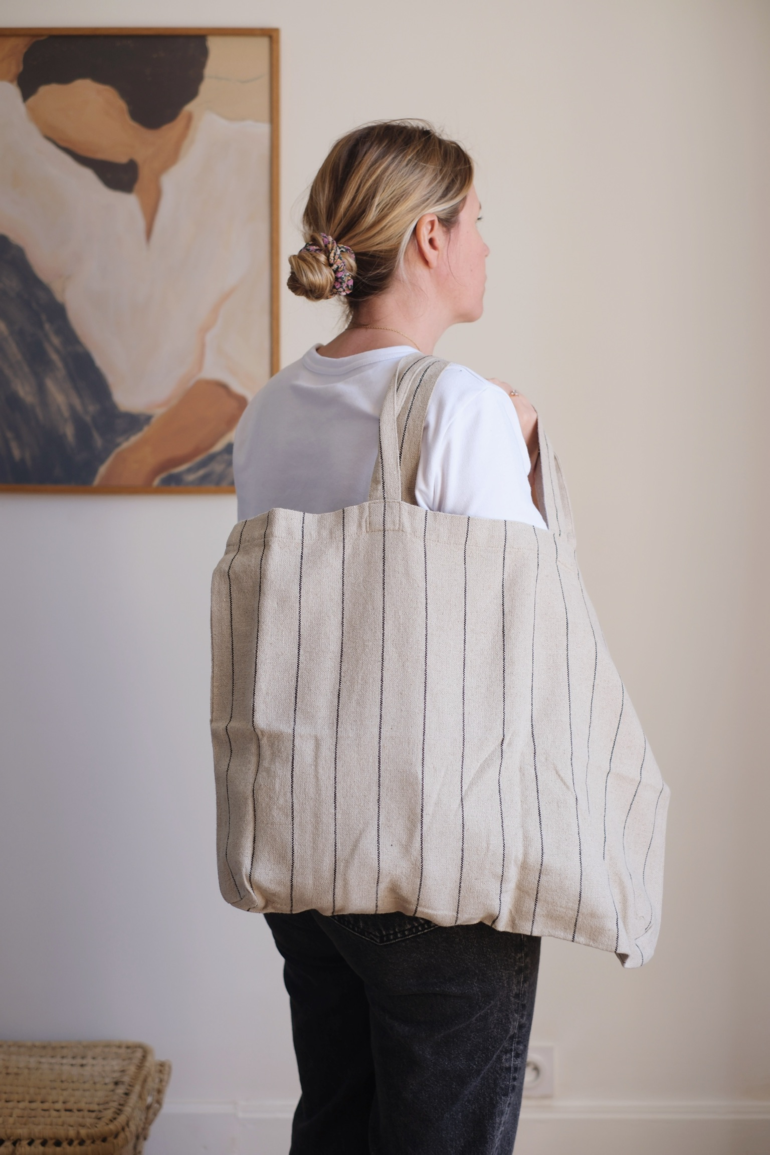 grand Sac cabas rayé