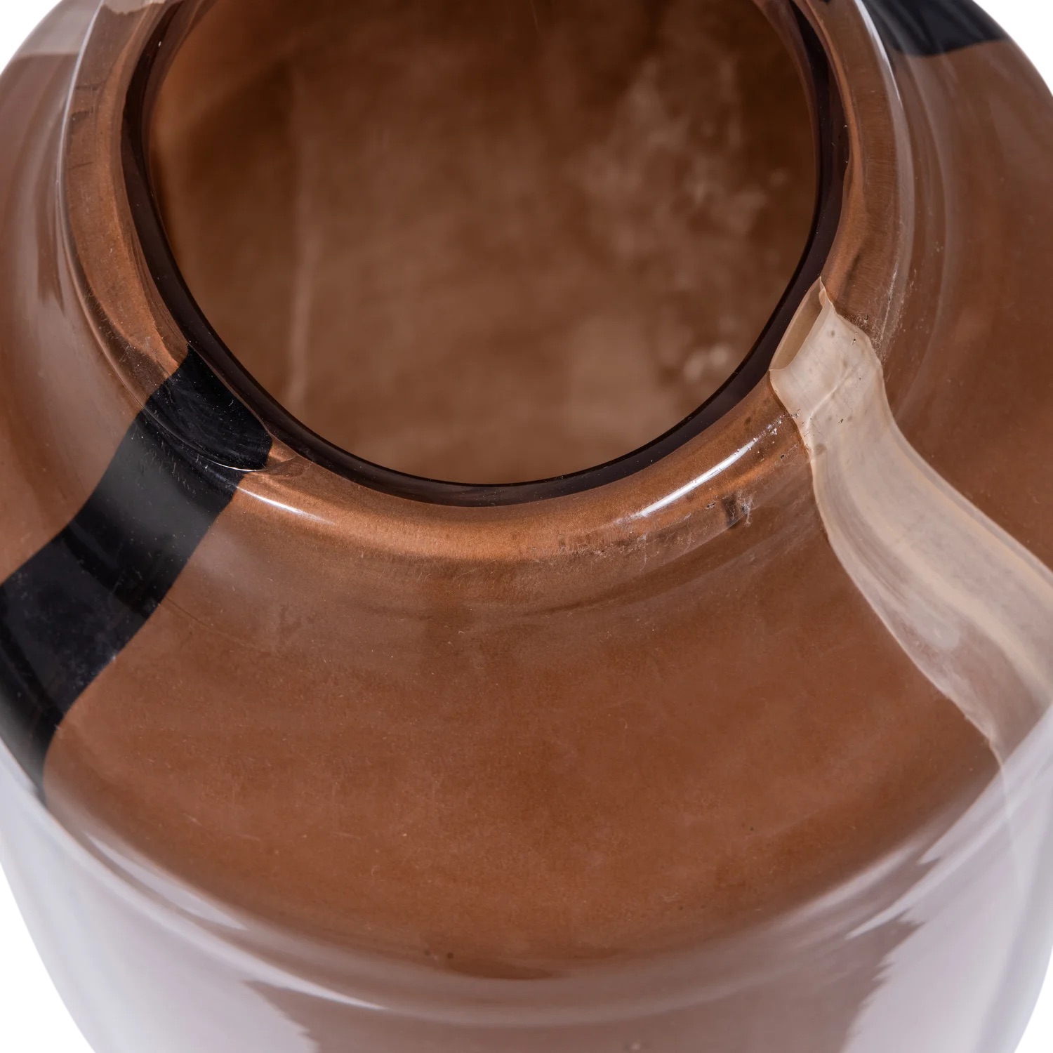 Vase verre brun et noir