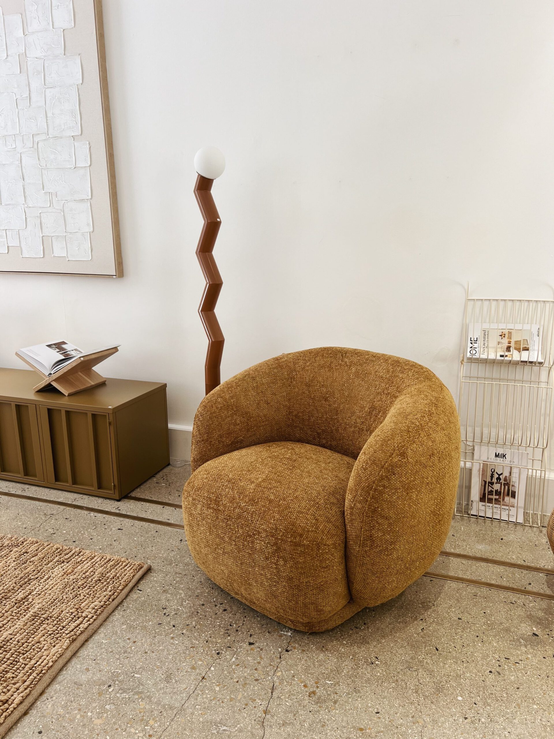 Fauteuil tissu bronze