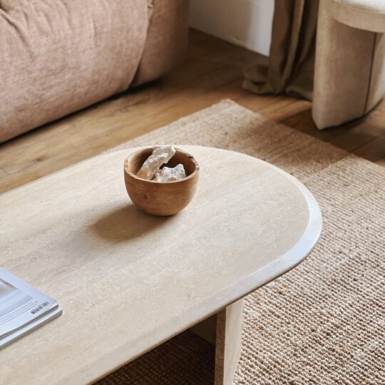 Table basse ovale en travertin vintage – Image 2