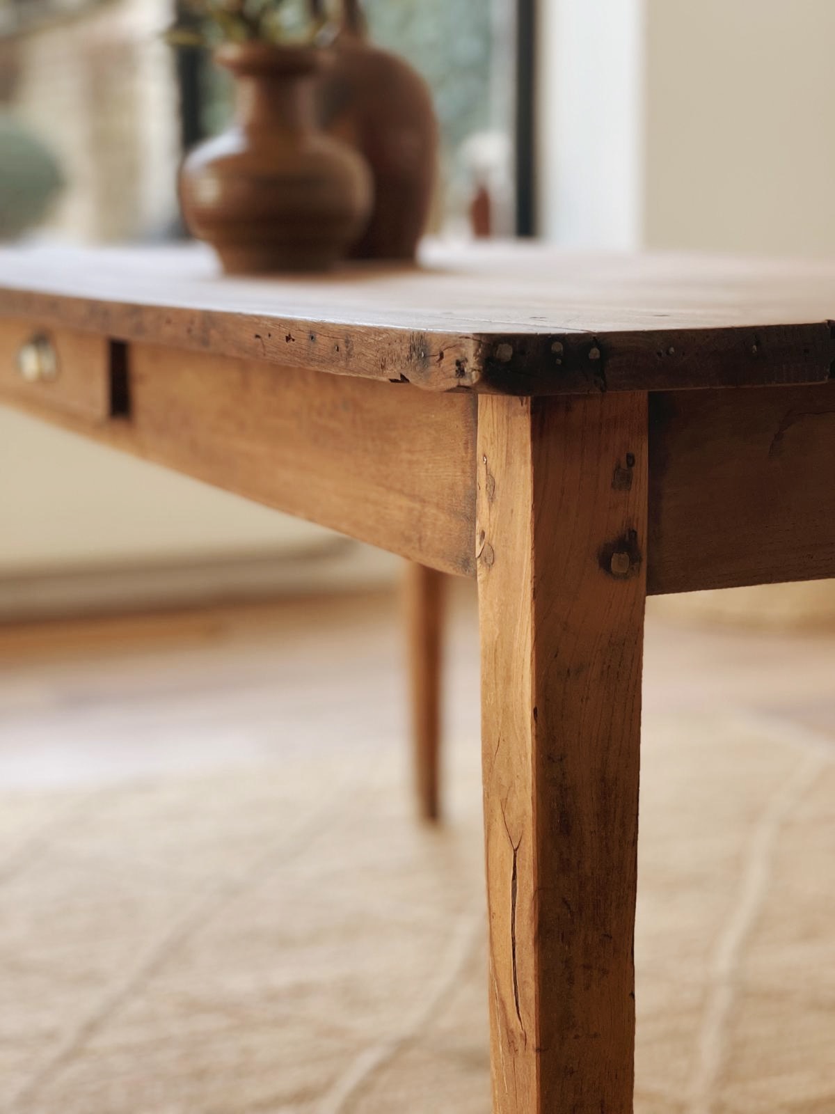 Table de ferme vintage en bois