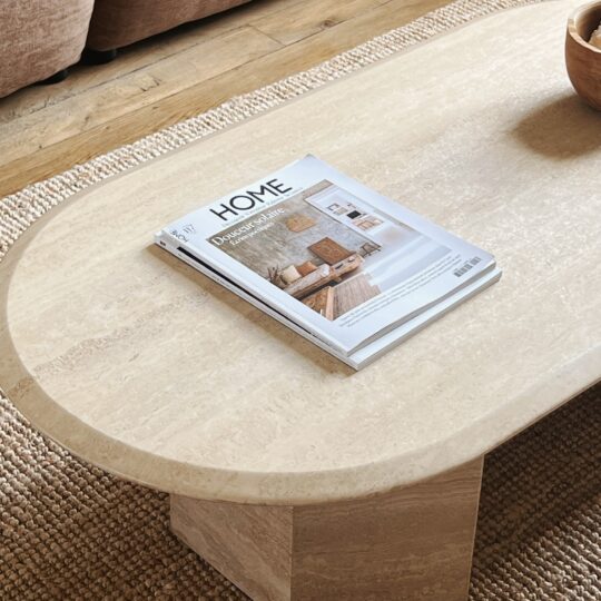 Table basse ovale en travertin vintage – Image 3