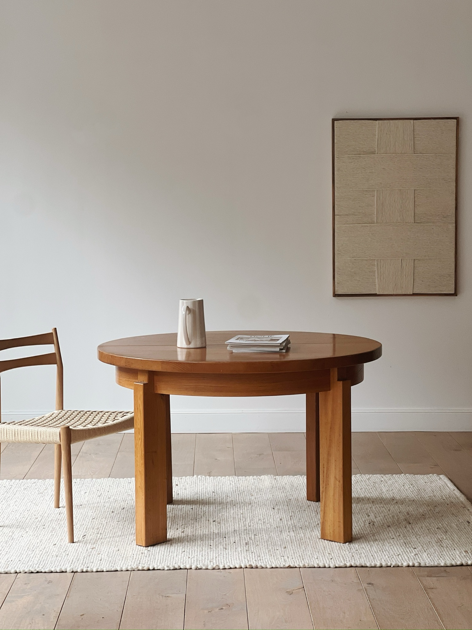 Table en orme massif avec rallonges – Image 1