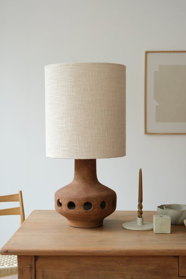 Lampe en grès avec abat jour