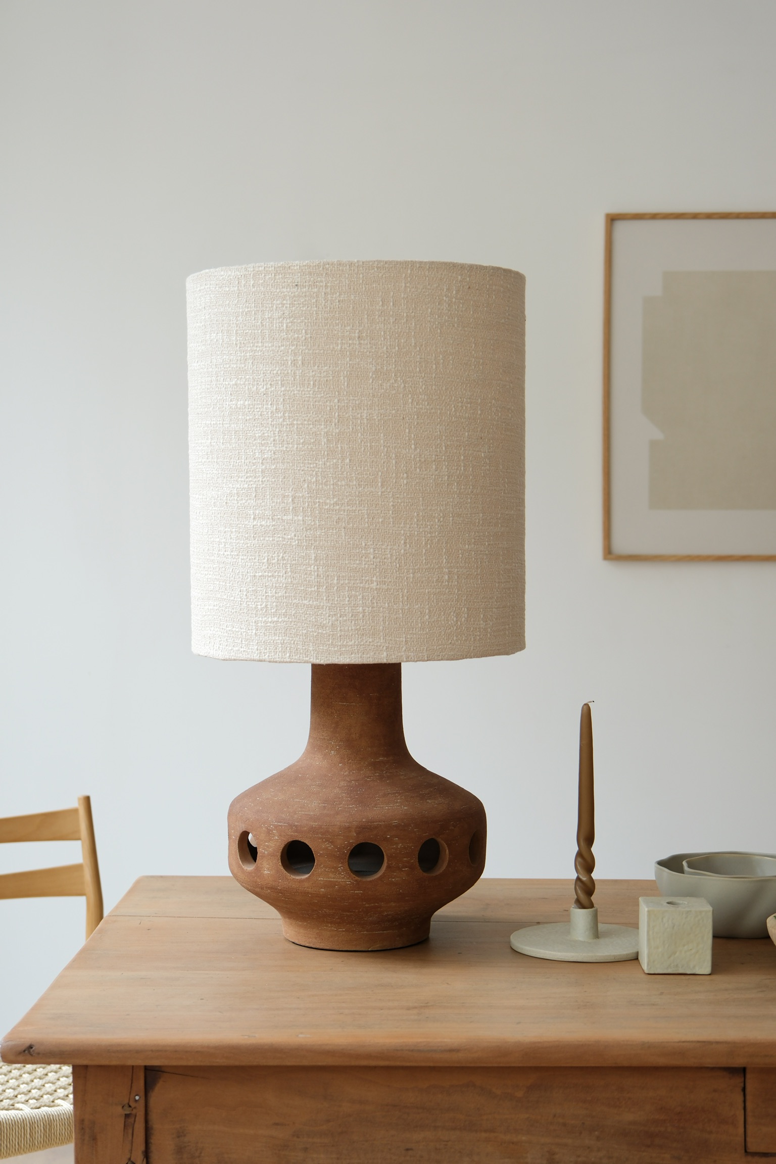 Lampe en grès avec abat jour – Image 1
