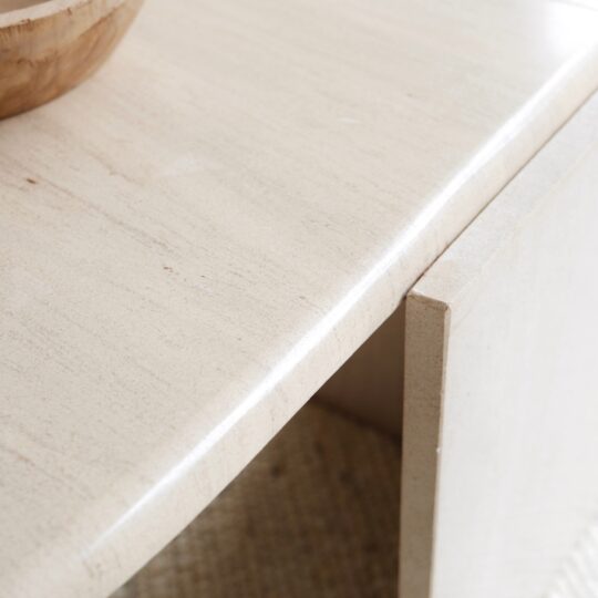 table basse travertin vintage détail