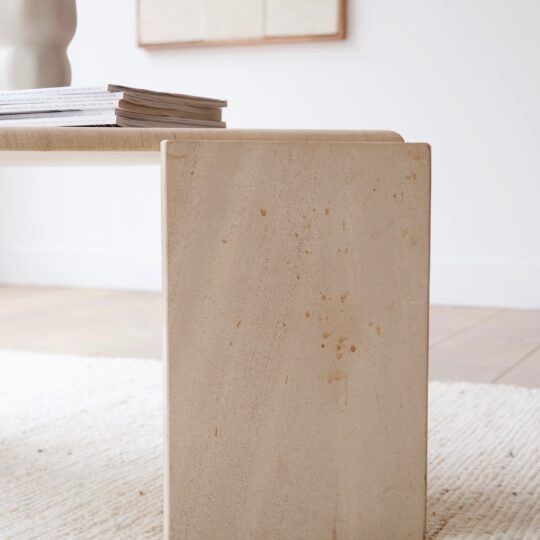 table basse travertin vintage détail