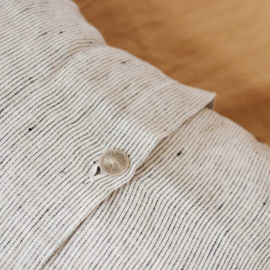 Paire de taies d’oreiller rayée en lin lavé – Image 4