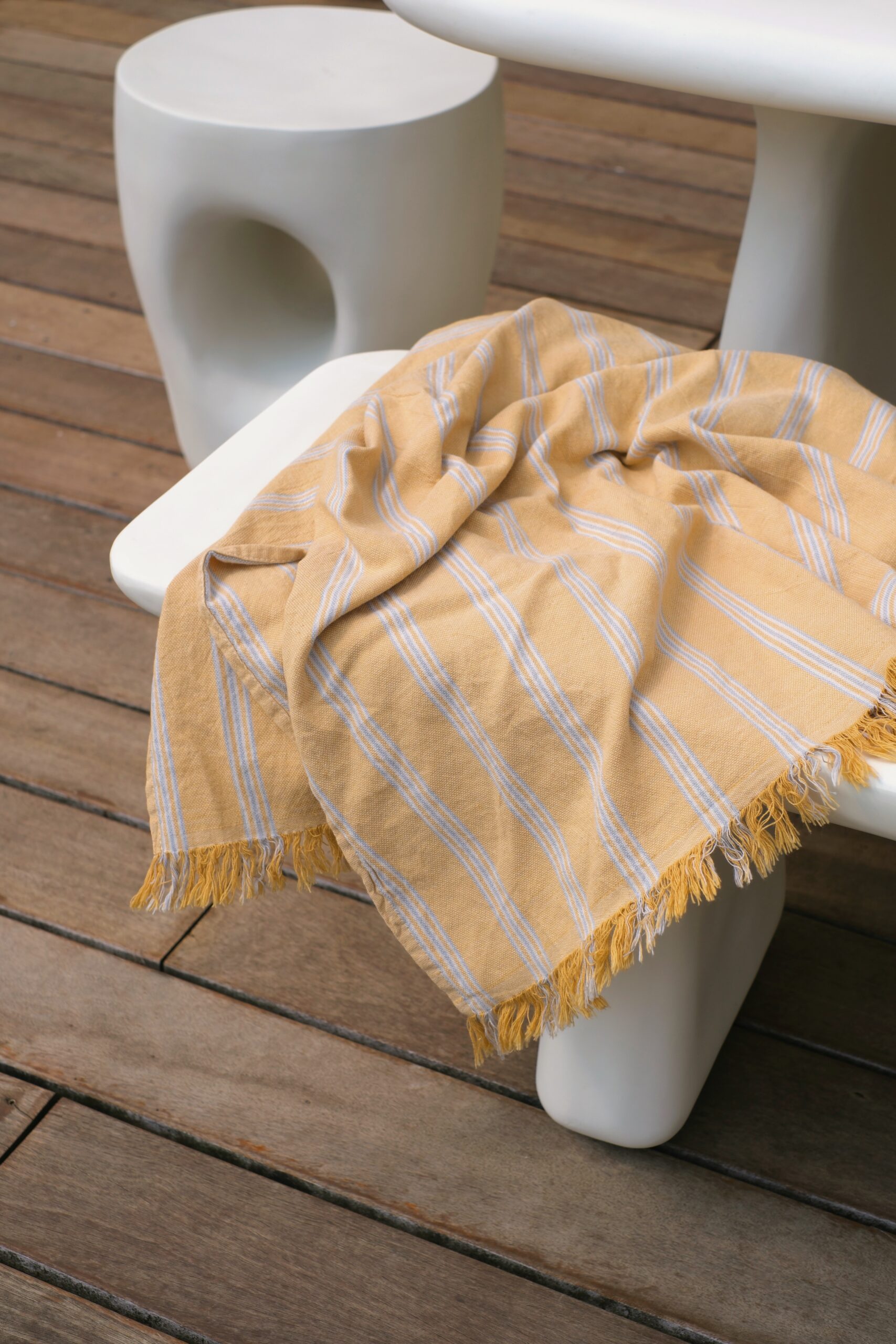 Fouta de plage rayée jaune