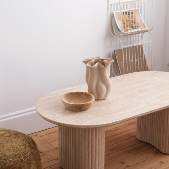 Table de basse ovale effet marbre