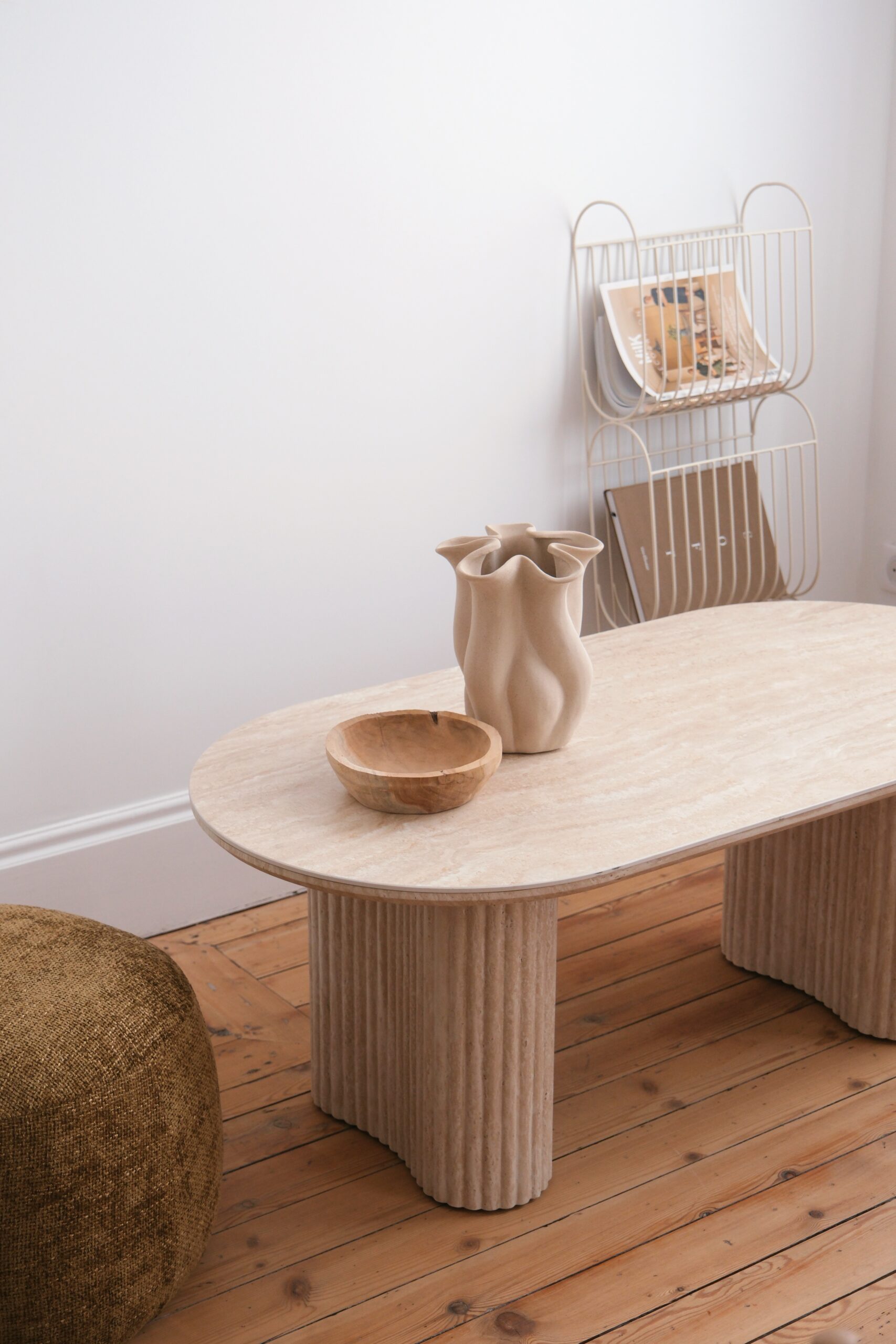 Table de basse ovale effet marbre
