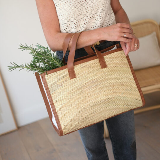 Sac en feuille de palmier et cuir – Image 3