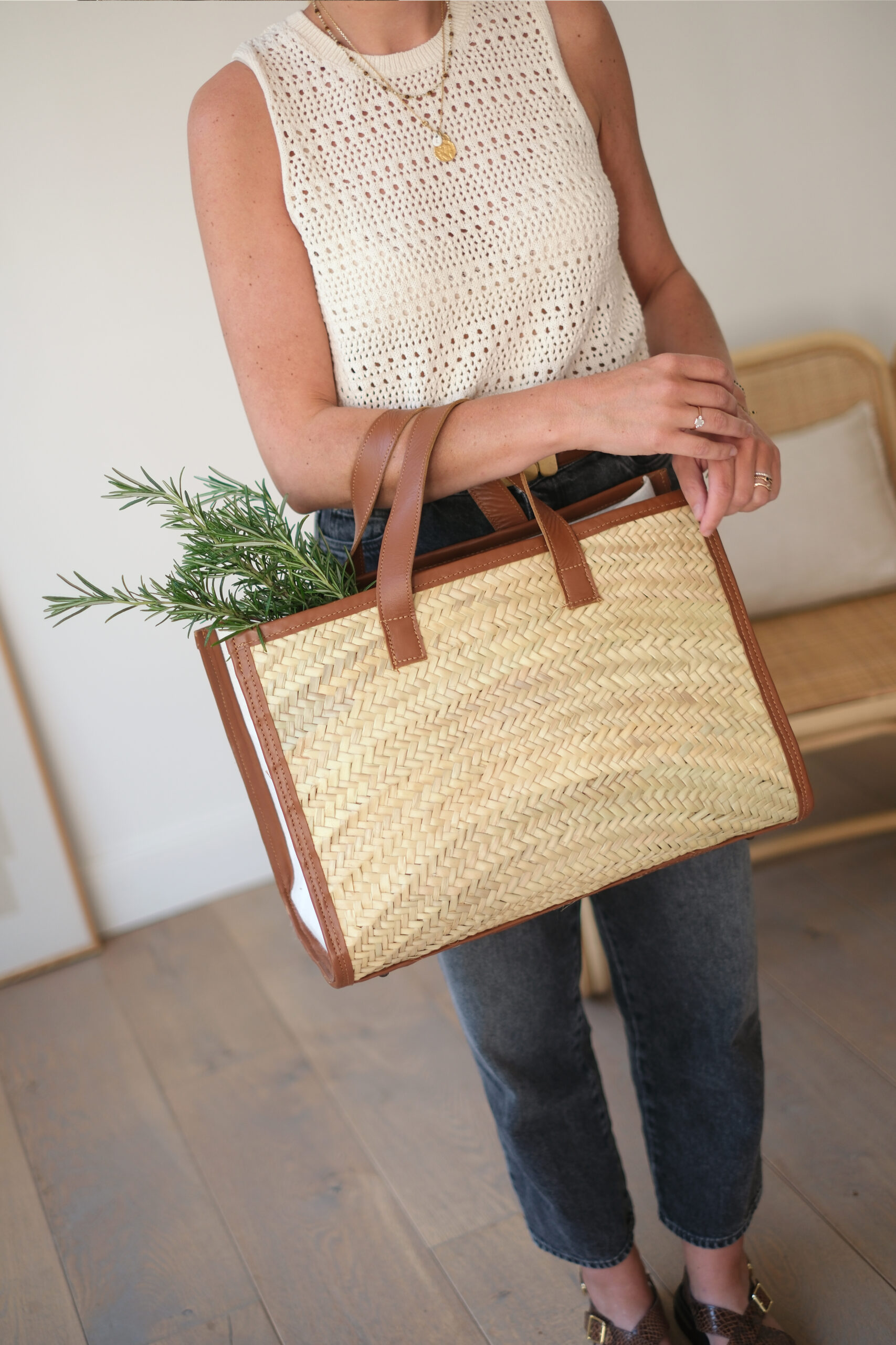 Sac en feuille de palmier et cuir – Image 3